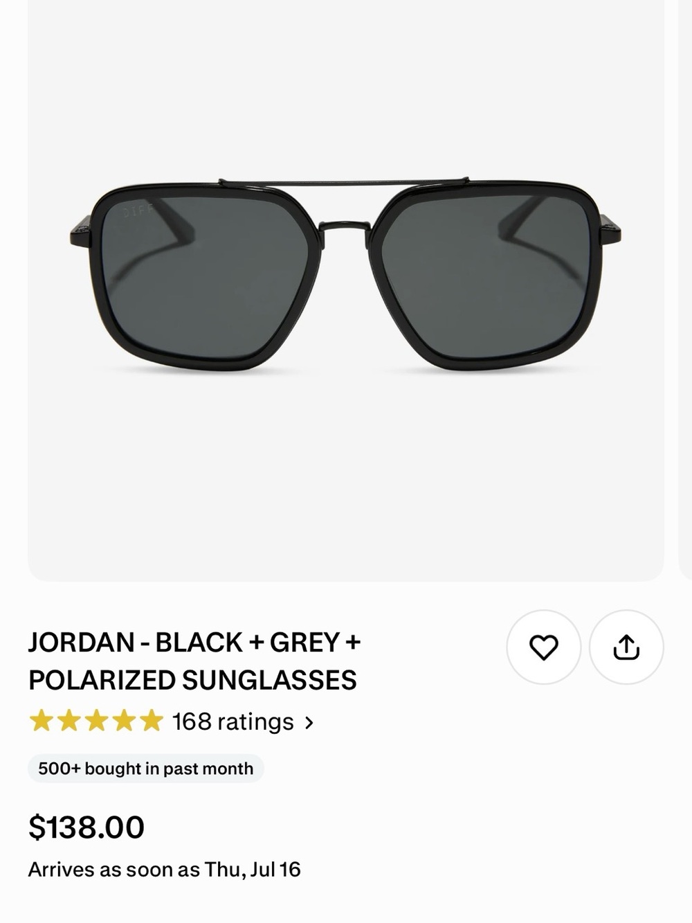 Jordan Black Sunglasses with Dark Grey Lenses